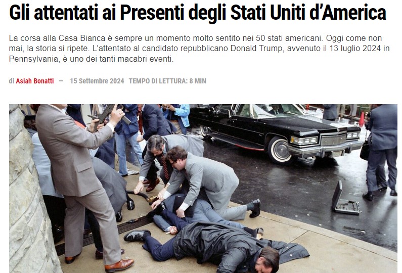 Foto dell'attentato al presidente Reagan