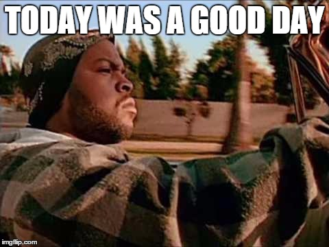 featuring a screen capture of the rapper Ice Cube driving a car accompanied by captions recalling positive events that conclude with “it was a good day.”
