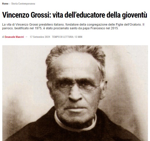 Articolo su Vincenzo Grossi