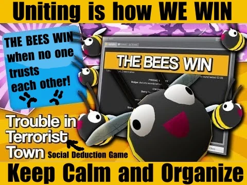 The bees celebrate their victory over divided social deduction players. Unite for victory!