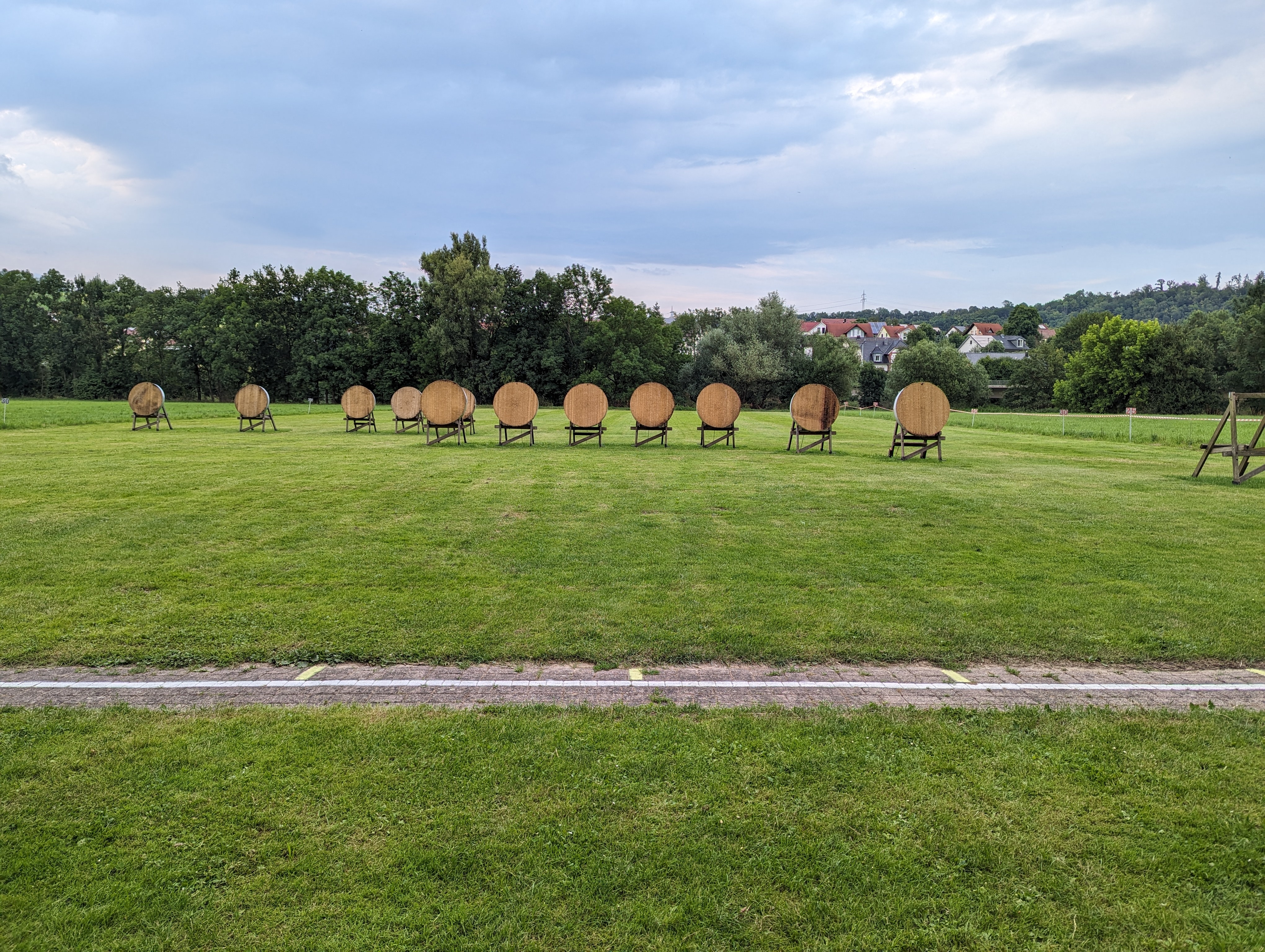 An archery range with no target faces